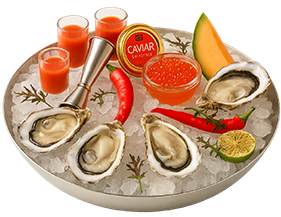 Οyster on ice... Φρέσκα στρείδια & shitake Sake shots